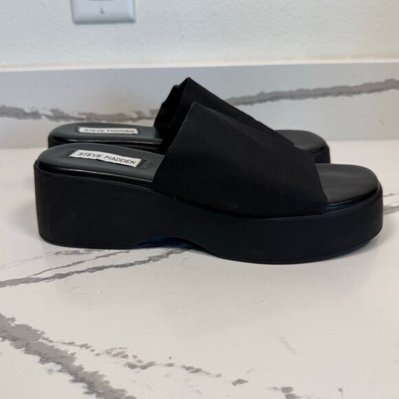 Steve Madden Platform Slip Ons Y2K Style Slides Shoes WOmen's Size 10 Black - Picture 2 of 8